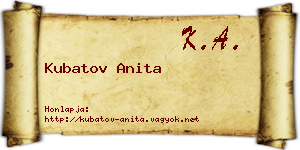Kubatov Anita névjegykártya