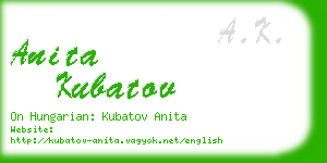 anita kubatov business card